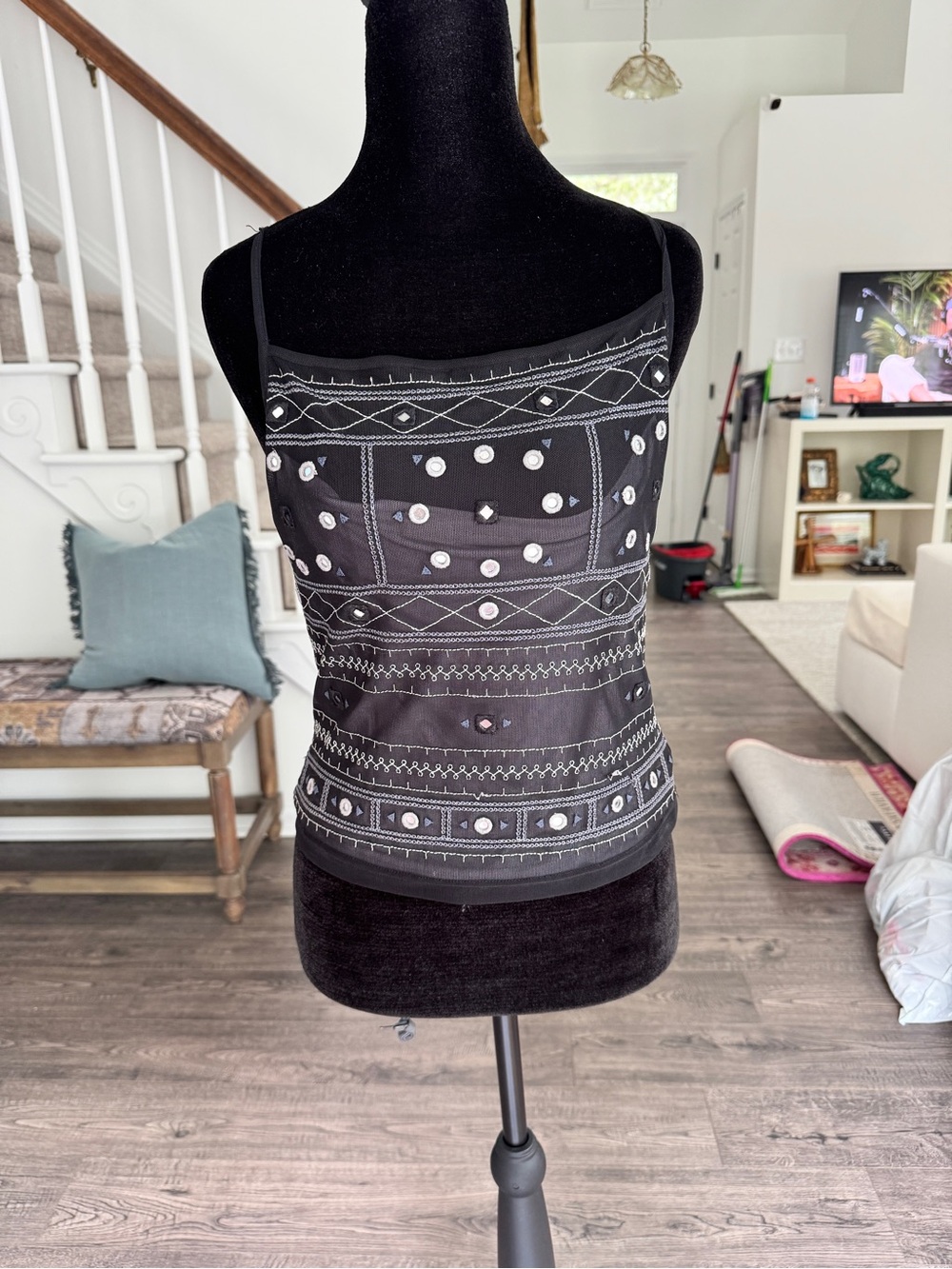 Karen Millen Black Embellished Camisole